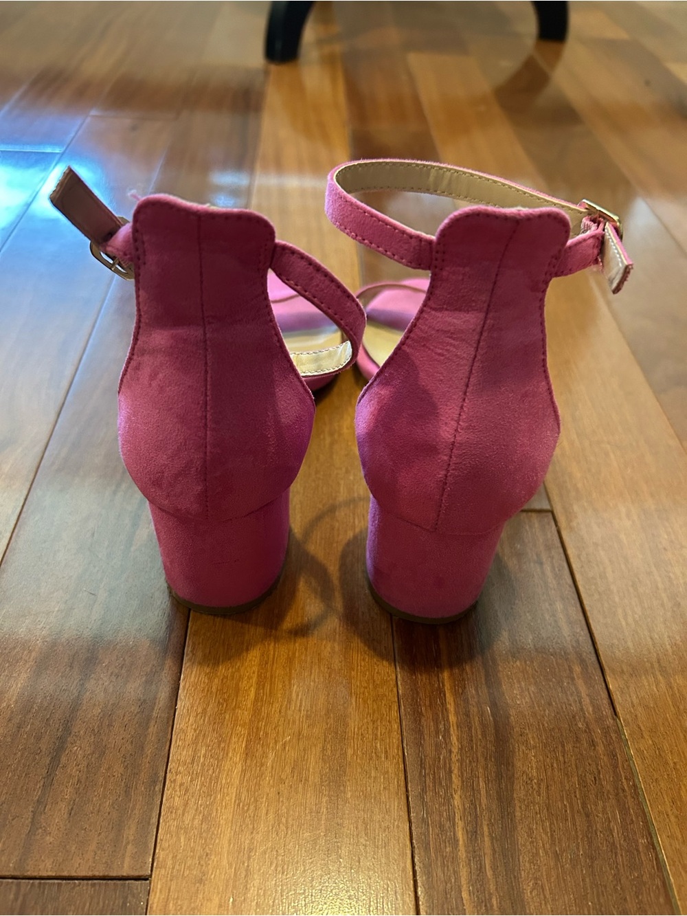 Lulus hot pink suede ankle-strap block heels size 6.5 - Picture 5 of 6